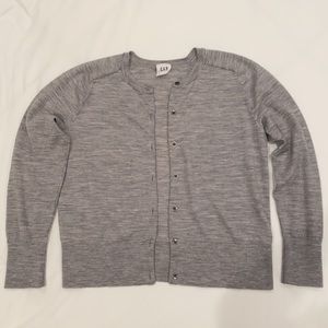 Gap Crewneck Cardigan Sweater, Heather Grey, Large